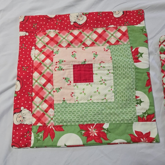 Set of Christmas Themed Quilted Throw Pillow Covers, Square, 13", Handmade - Picture 4 of 14